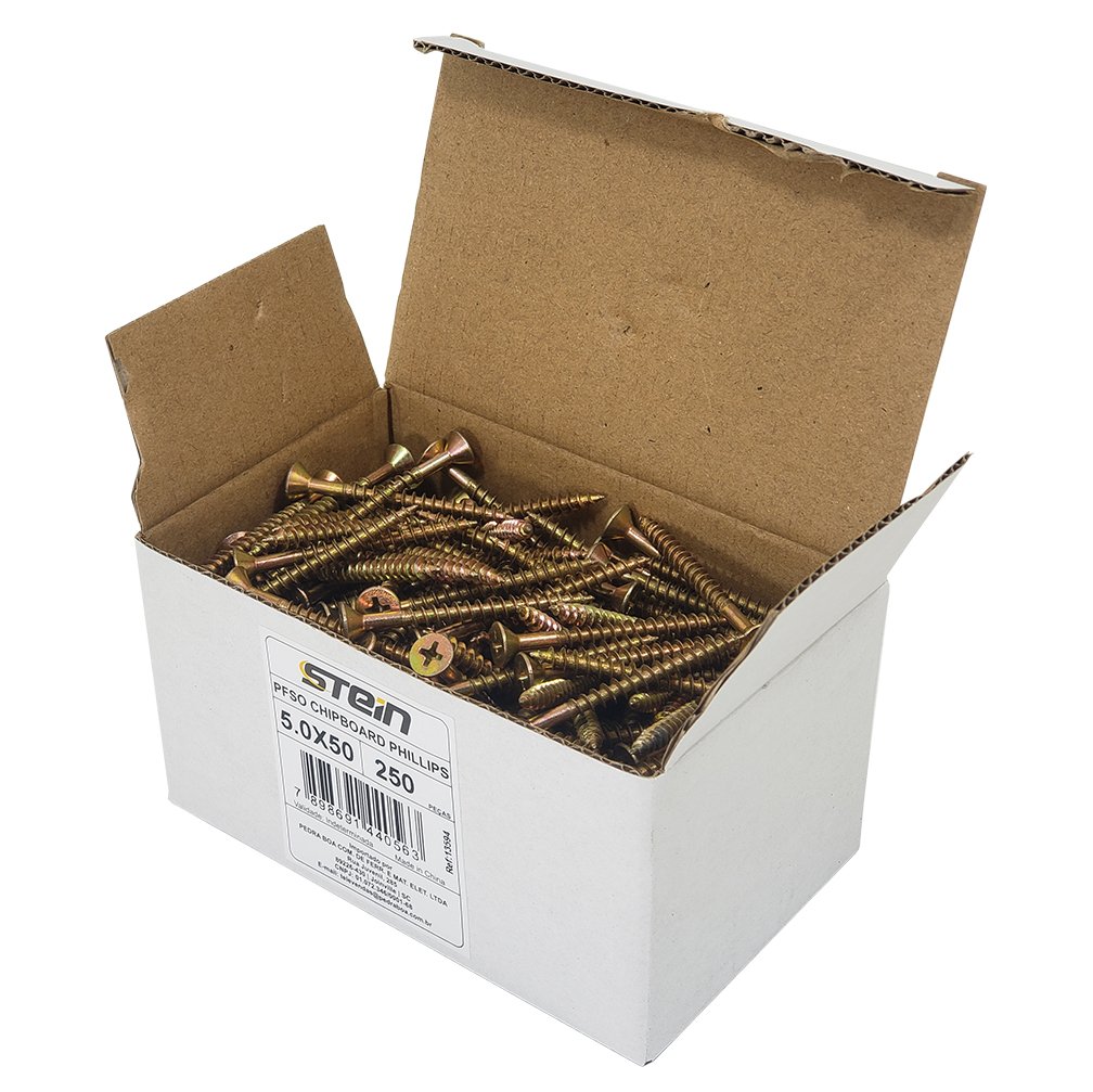 Parafuso Chipboard Phillips Stein 5.0X50 Caixa 250 PÇS