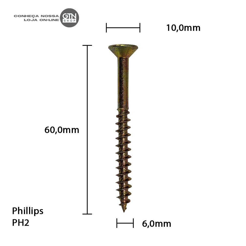 Parafuso Chipboard Phillips Stein 6.0X60 Caixa 200 PÇS