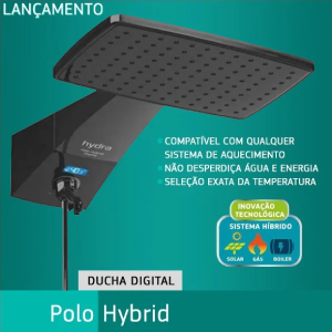 Chuveiro Elétrico Digital Polo Hybrid Preta 127V 5500W Hydra!