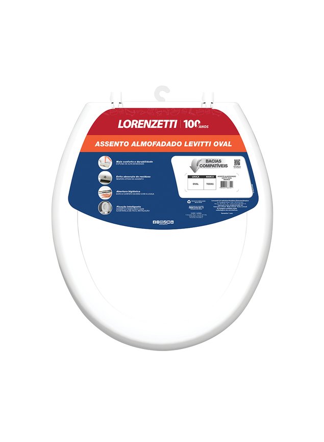 tampa de assento sanitario almofadado levitti envolvente branco 7150111 lorenzetti 7