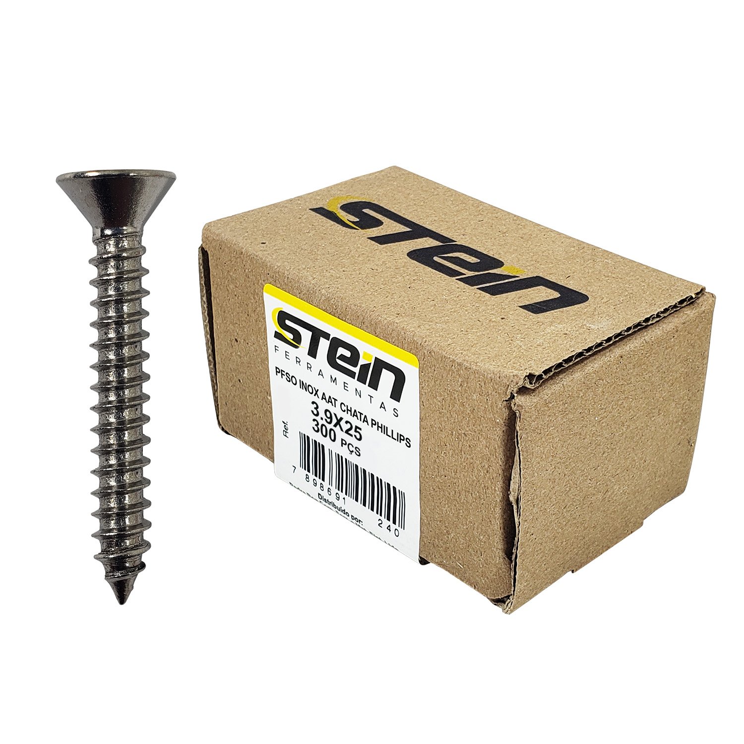 Parafuso Inox Auto Atarraxante Chata Phillips Stein - 3,9X25 Parafuso Inox Auto Atarraxante Chata Phillips Stein - 3,9X25