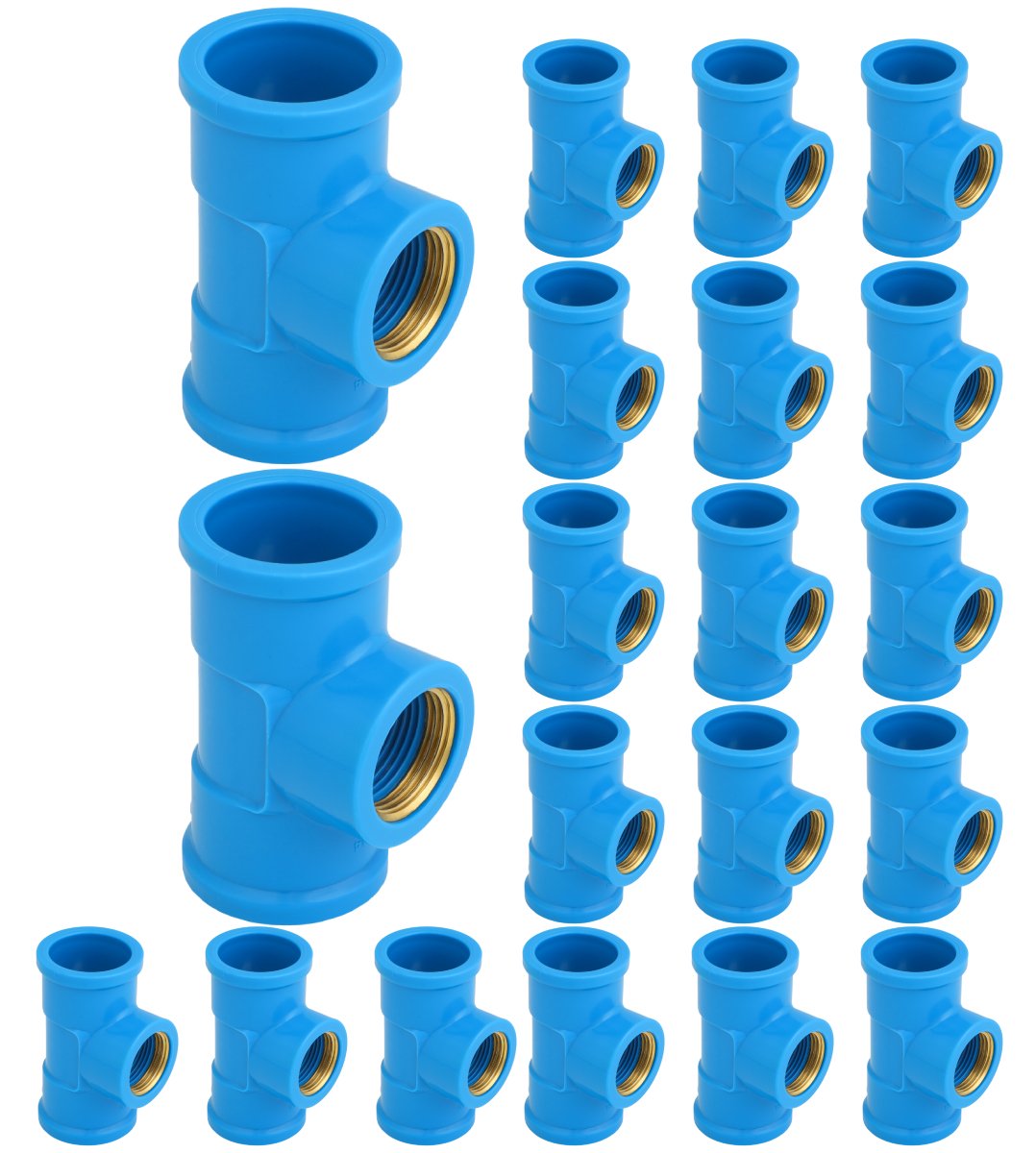 Tee Azul Bucha Latão 25mm x 1/2