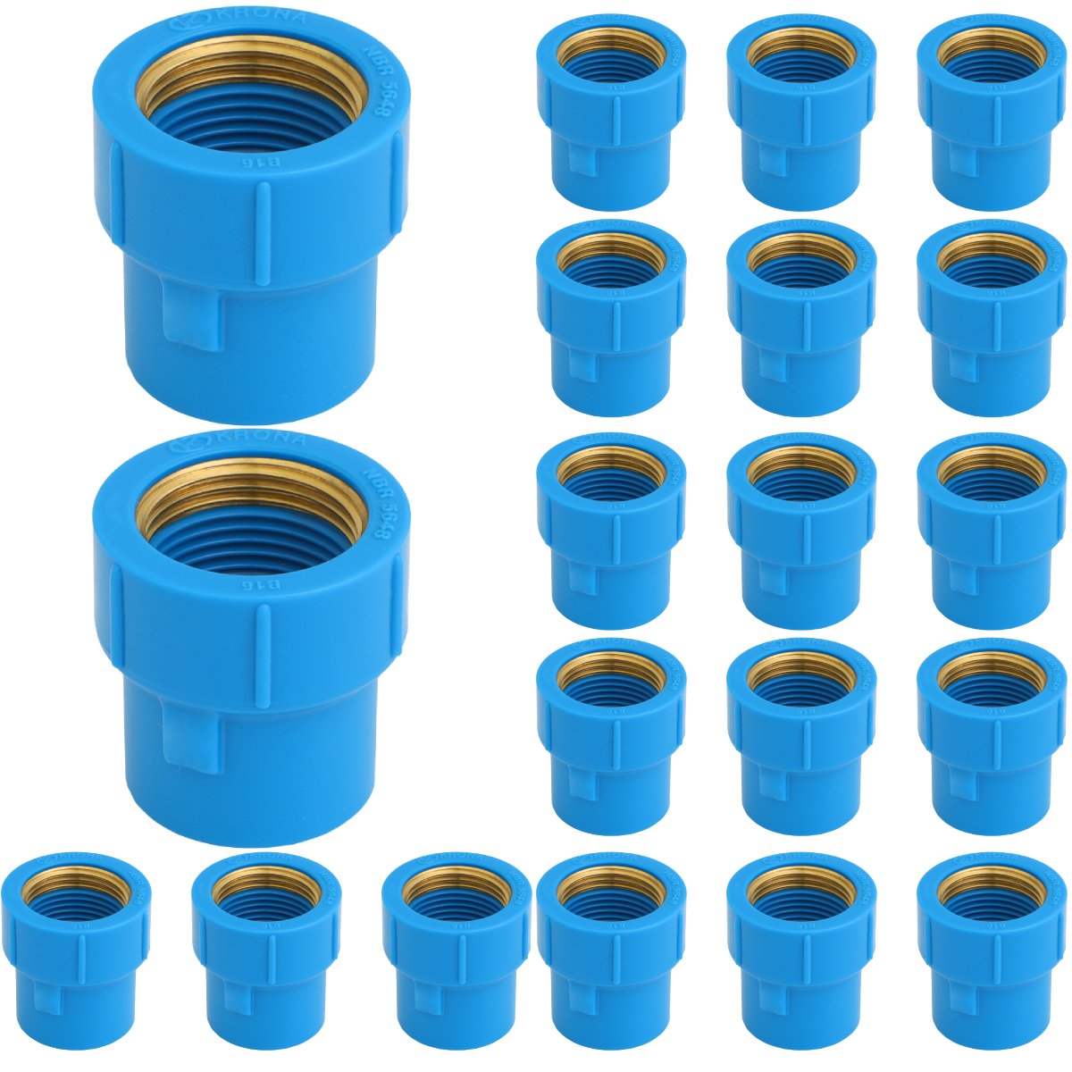 Luva Azul Bucha Latão 20mm x 1/2