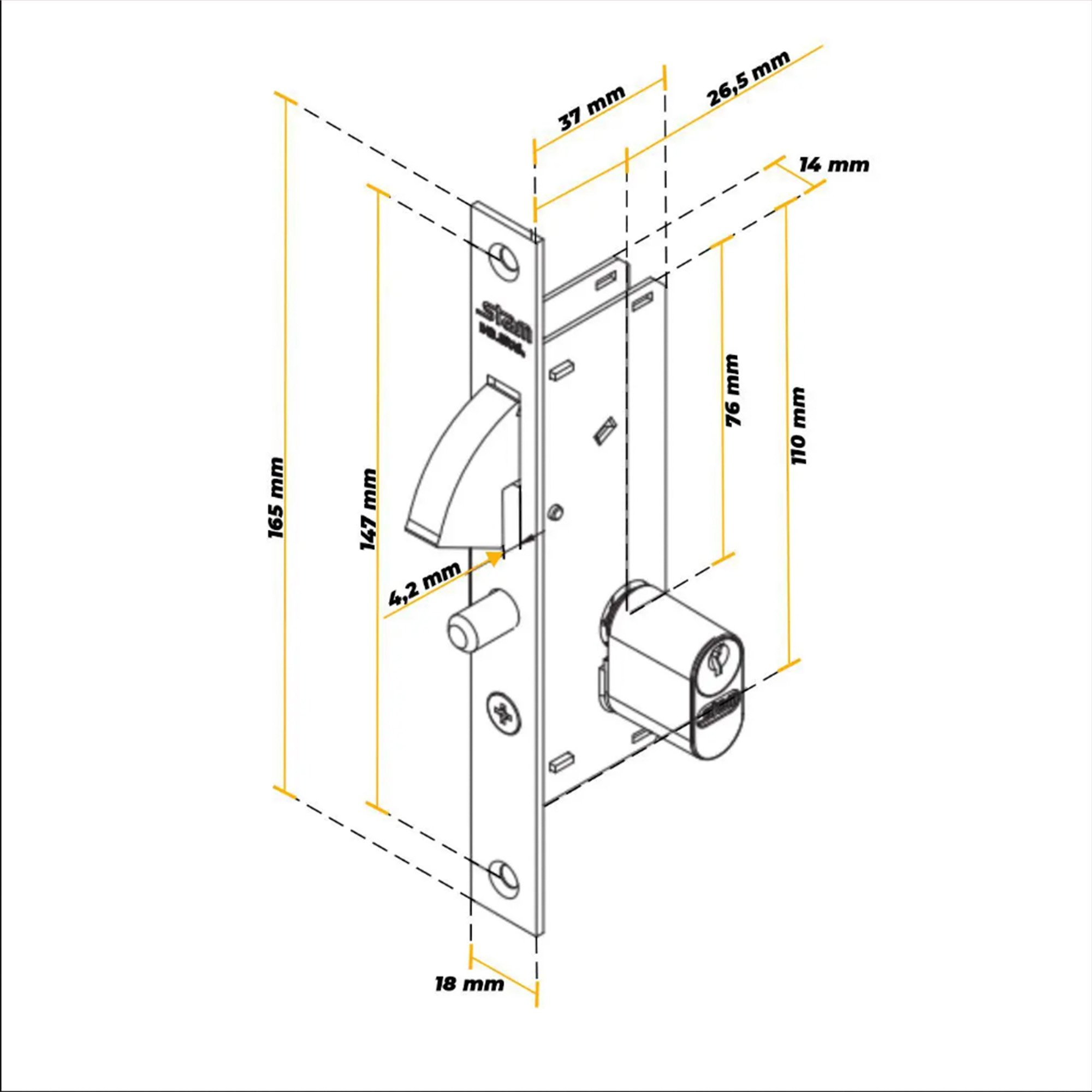 Fechadura Reforçada Bico de Papagaio Correr Inox 940 Stam