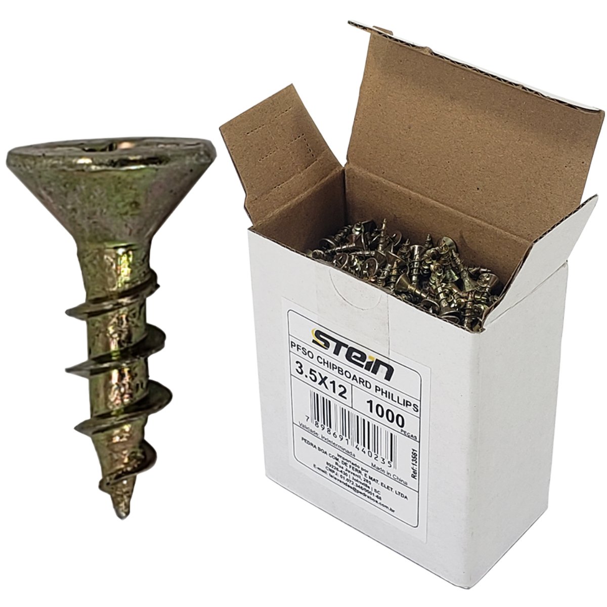 Parafuso Chipboard Phillips Stein - 3.5X12 Caixa 1.000 PÇS